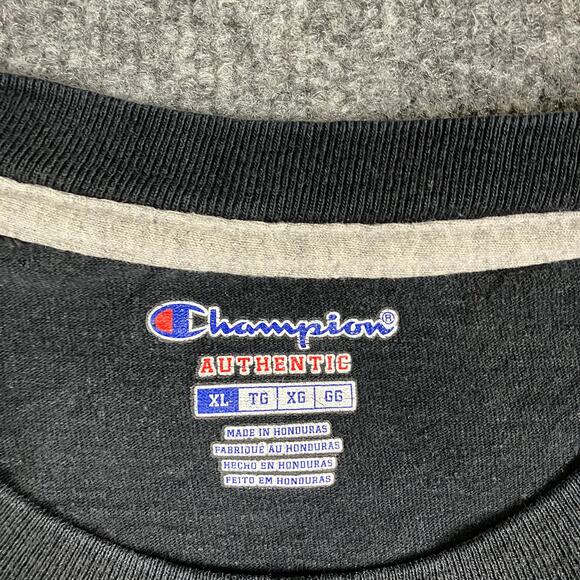 Champion T-Shirt Mens Size XL Black Crewneck Short Sleeve Logo Casual Basic - Picture 3 of 8